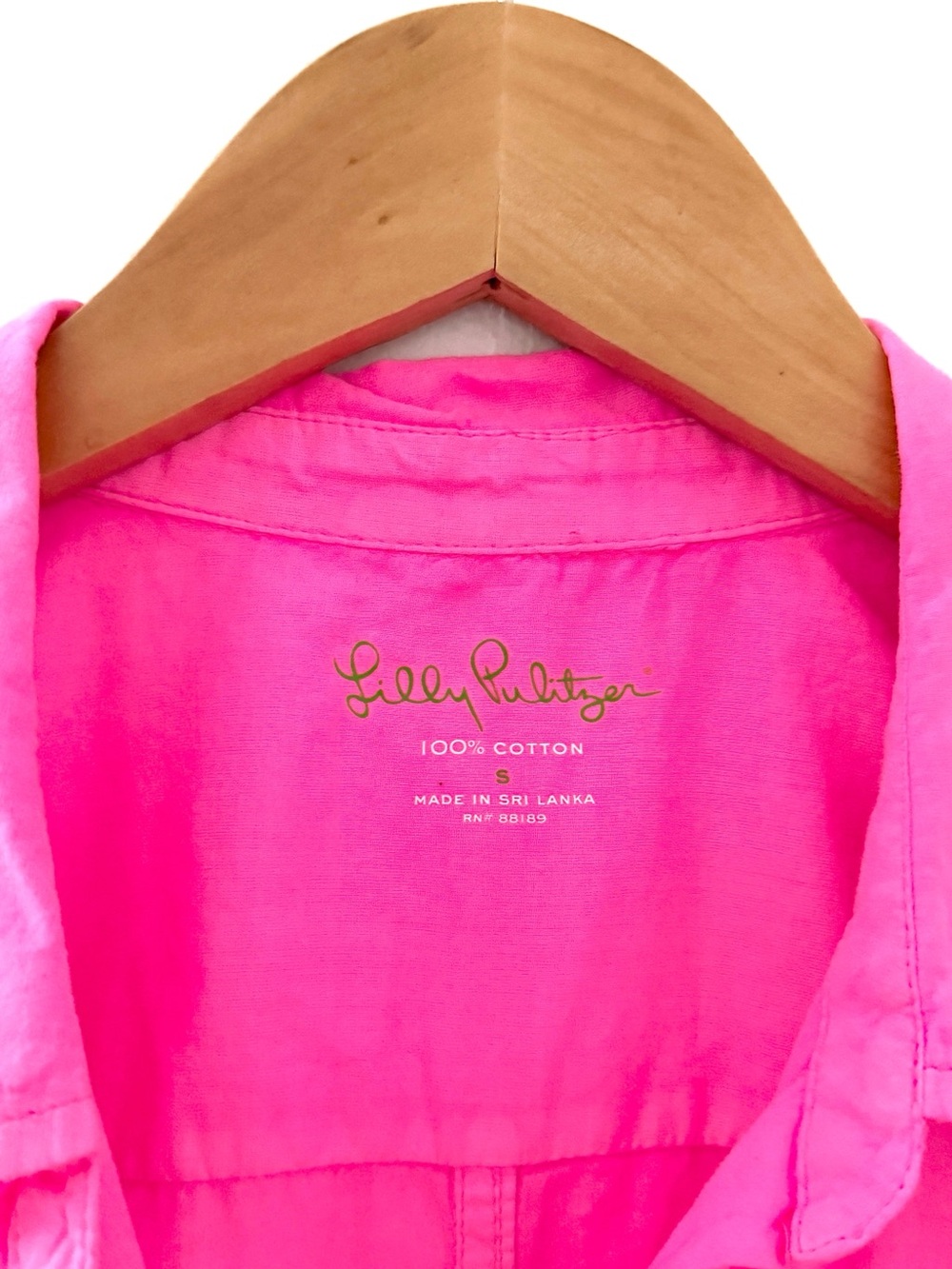 Lilly Pulitzer Shirt Cotton Small Anna Maria Pink Palm Beach Button Up Preppy - Picture 4 of 10